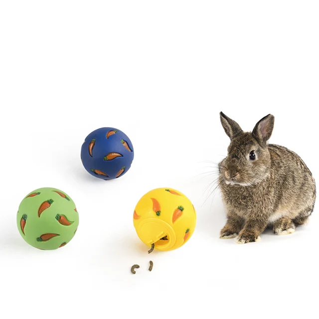 

2021 New Special pet rabbit toy small animal Treat Ball pvc snack ball rabbit pet toy