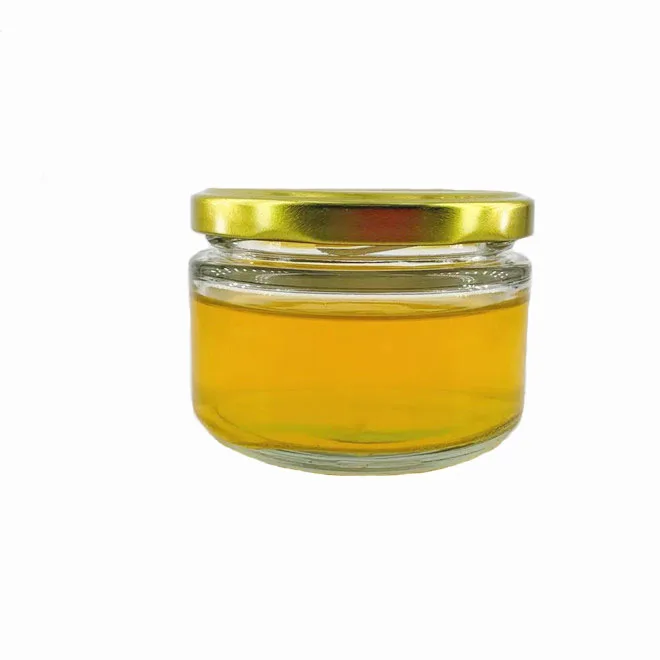 

200ml 230ml 8oz flat round shape wide mouth fruit jam sauce caviar coconut oil glass jars with 82mm lug cap, Clear