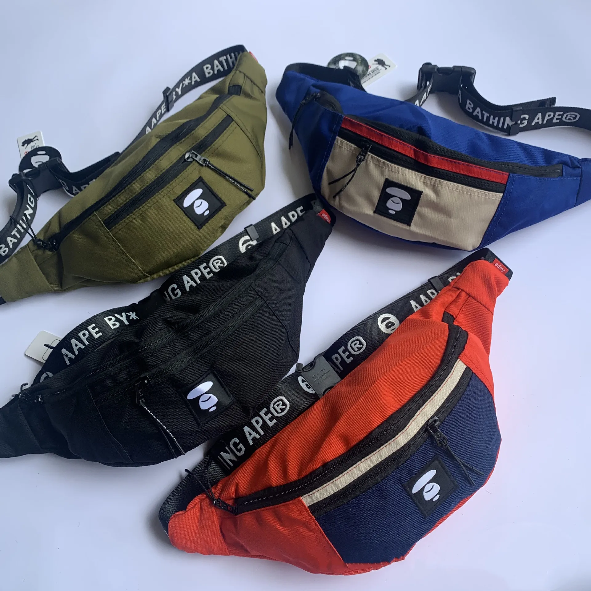 

2021 Factory Wholesale Zipper Fanny Pack Waist Belt Patchwork Bape Bags for Men, Customized colors