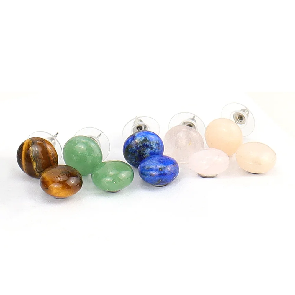 

New natural crystal stone amethyst Rose Quartz Crystal round earring eardrop jewelry crystal earrings for women