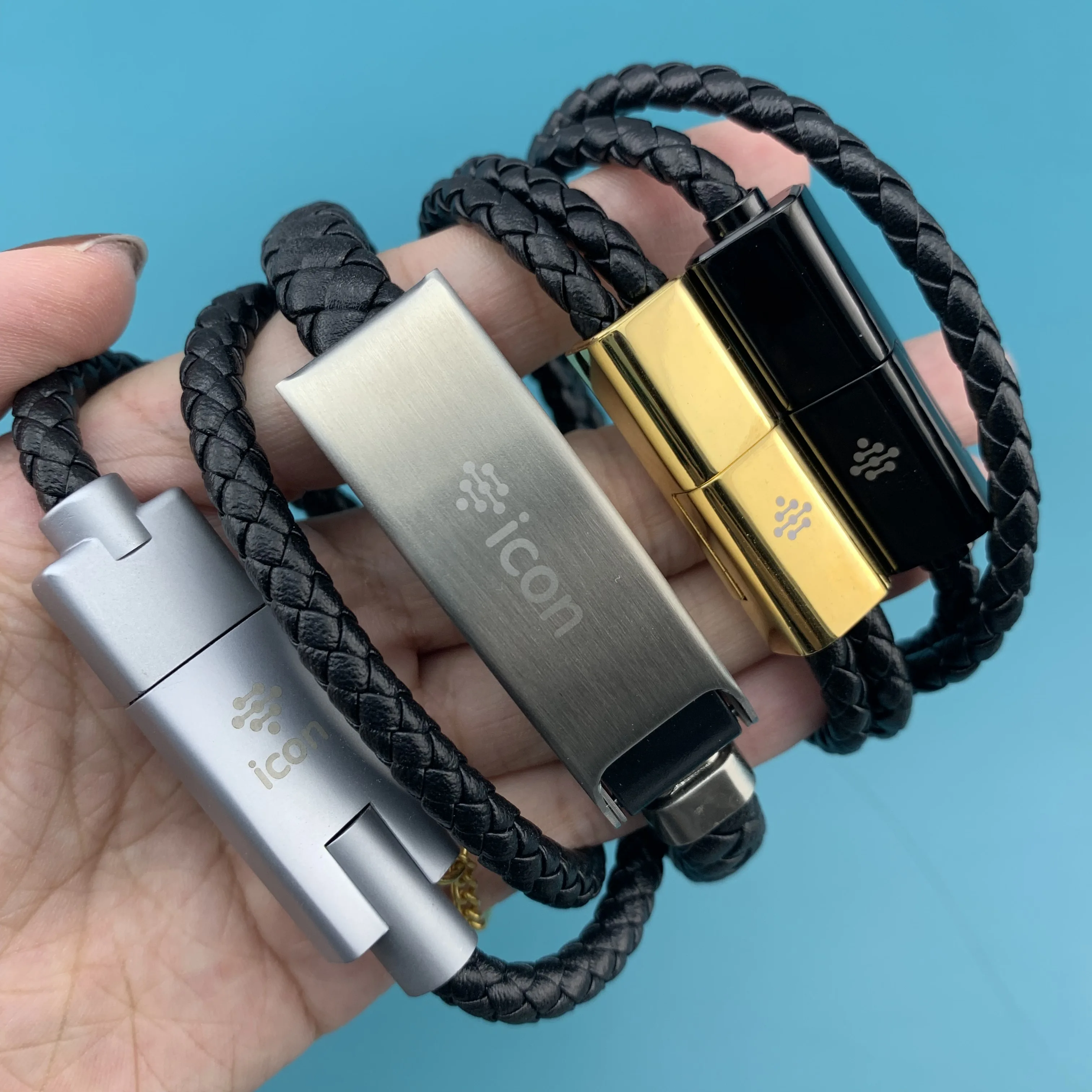 

In Stock Cheap Leather Wristband 8pin Micro Emergency Phone Charge Strong Magnetic Pulsera Data USB Bracelet, Multi color