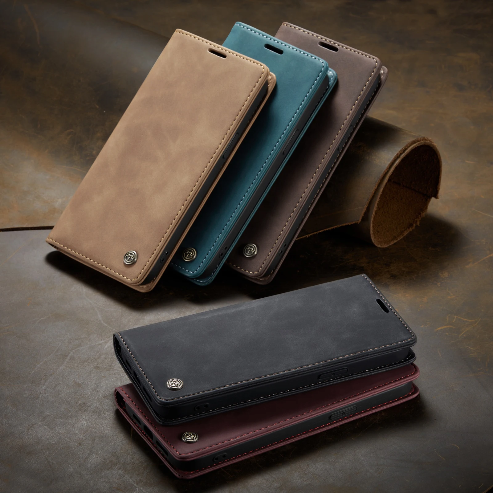 

CaseMe Retro Magnetic Card Stand Wallet Cover Flip Leather Case for iPhone 6 7 8 Plus X XS XR MAX 11 12 Pro Mini SE2020, Black/borwn/red wine/coffee/blue