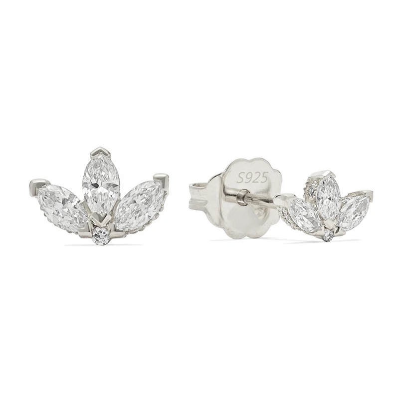 

S925 sterling silver marquise diamond simple ins style earrings jewelry