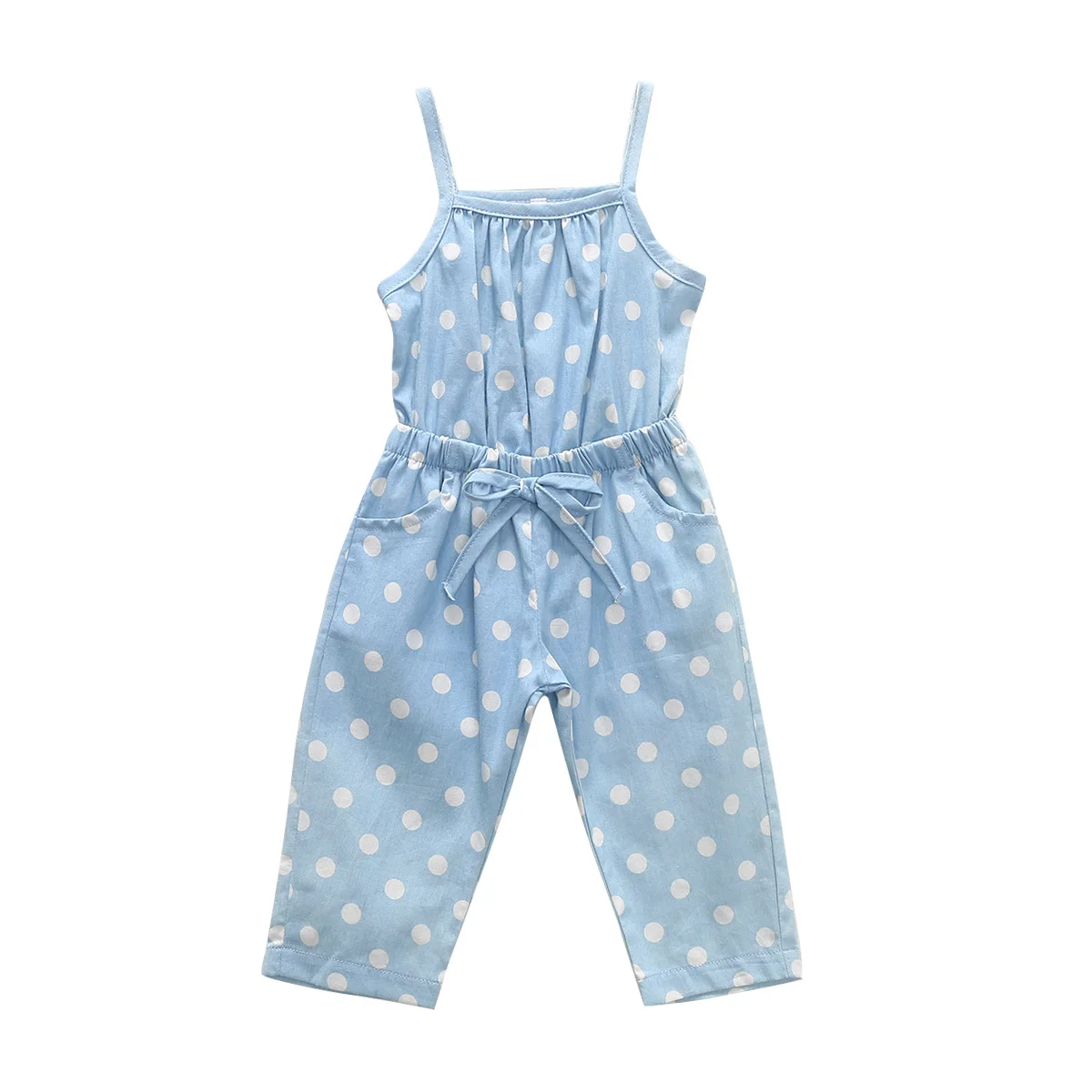 

Summer Toddler Kids Baby Girl Sleeveless Polka Dot Strap Jumpsuit Casual Children Off Shoulder Overalls