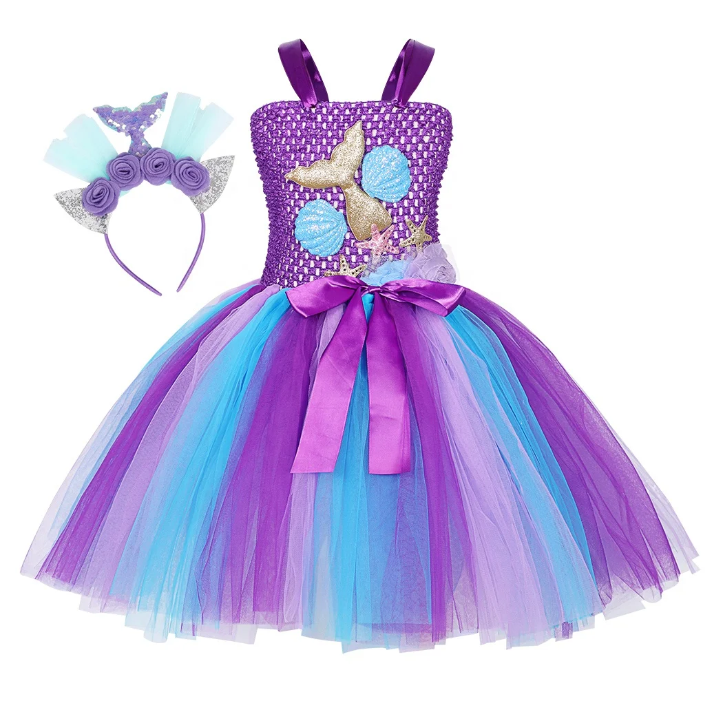 

Hot Sell Little Mermaid Fashion Dresses Mesh Tutu Cosplay Costume Dress For Halloween Party, Green