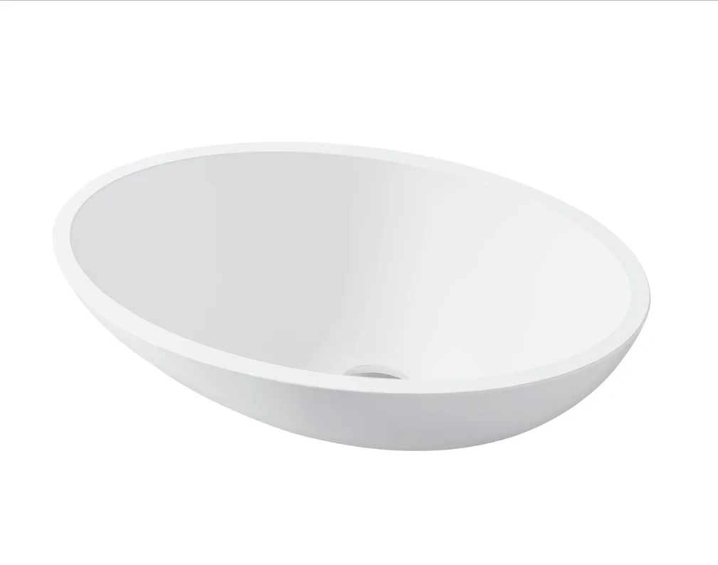 Modern design solid surface elegant oval wash basin