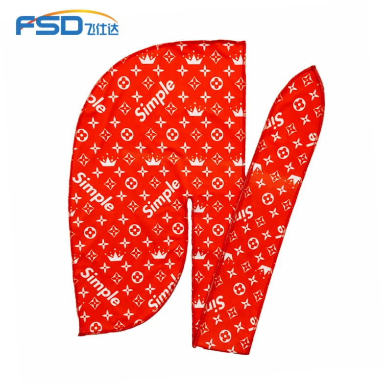 
Wholesale designer fashion Custom Logo Silk Polyester durag 