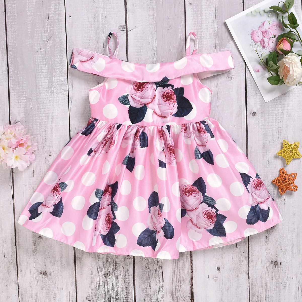

Fashion Kids Girl Flower Print Plicated Slip Princess Dresses