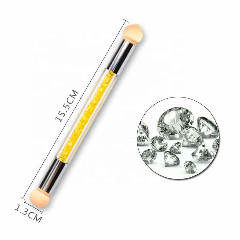 

1PC Sponge Double-ended Acrylic UV Gel Picking Dotting Gradient Nail Pen Brush Glitter Powder Nail Art Tools Painting Pen