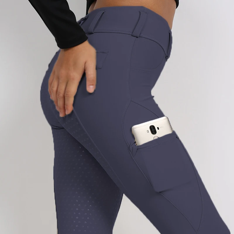 

Ready to Ship Polyester Gray Full Seat Silicone Equestrian Riding Pants With Pocket Elastic Breathable Horse Riding Breeches