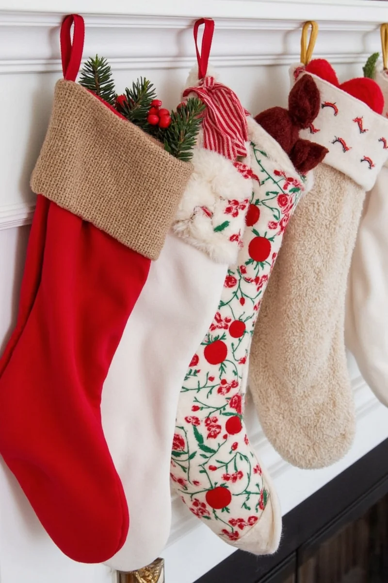 String tied between two walls with wooden pegs and mini stockings