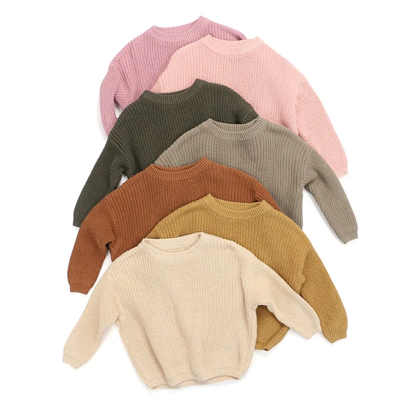 

Ready To Ship Solid Colors 3M-5Y Kids Sweaters Slouchy Children Knit Pullover Baby Girl Long Sleeve Chunky Oversize Sweaters