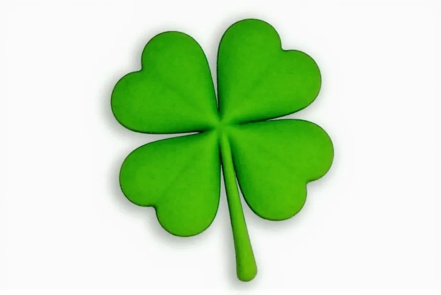 Illustration verschiedener Kleeblatt-Varianten von 3 bis 7 Blättern mit symbolischen Bedeutungen