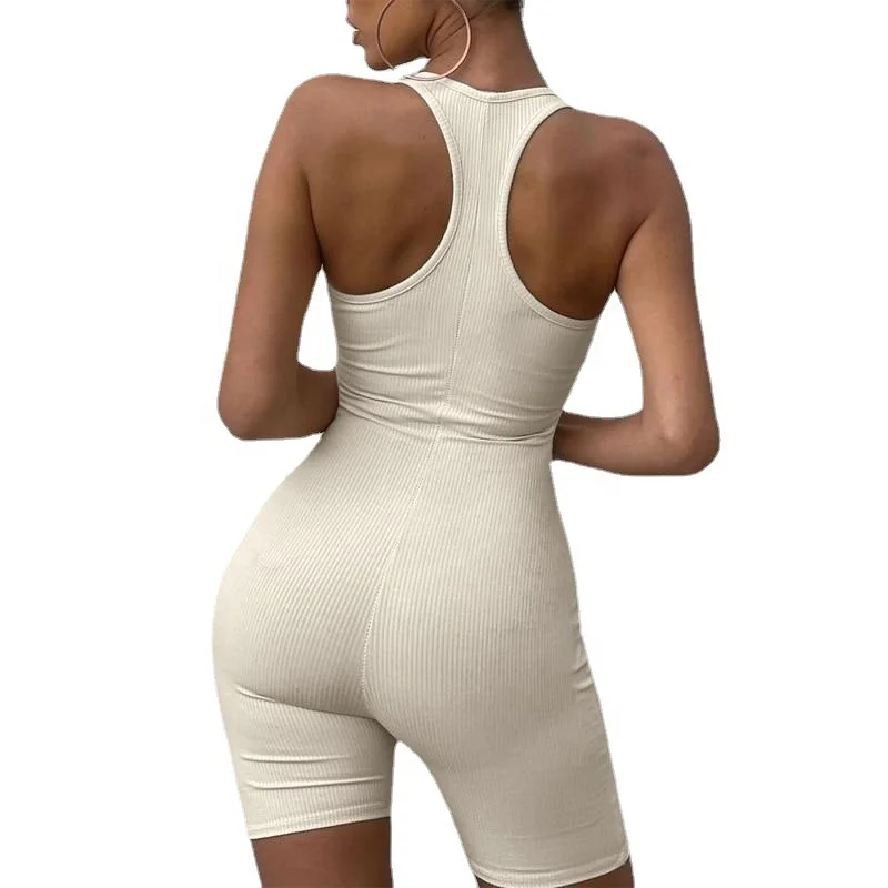 

Women's Sexy Backless Summer One Piece Ribbed Sleeveless Bodycon Rompers Shorts Womens Clothes Jumpsuits, 4 colors