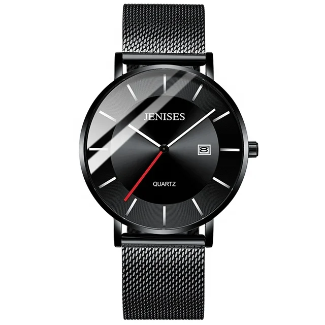 

Fashion Jenises Mens Stainless Steel Minimal Date Quartz Wrist Watch, 12 color options