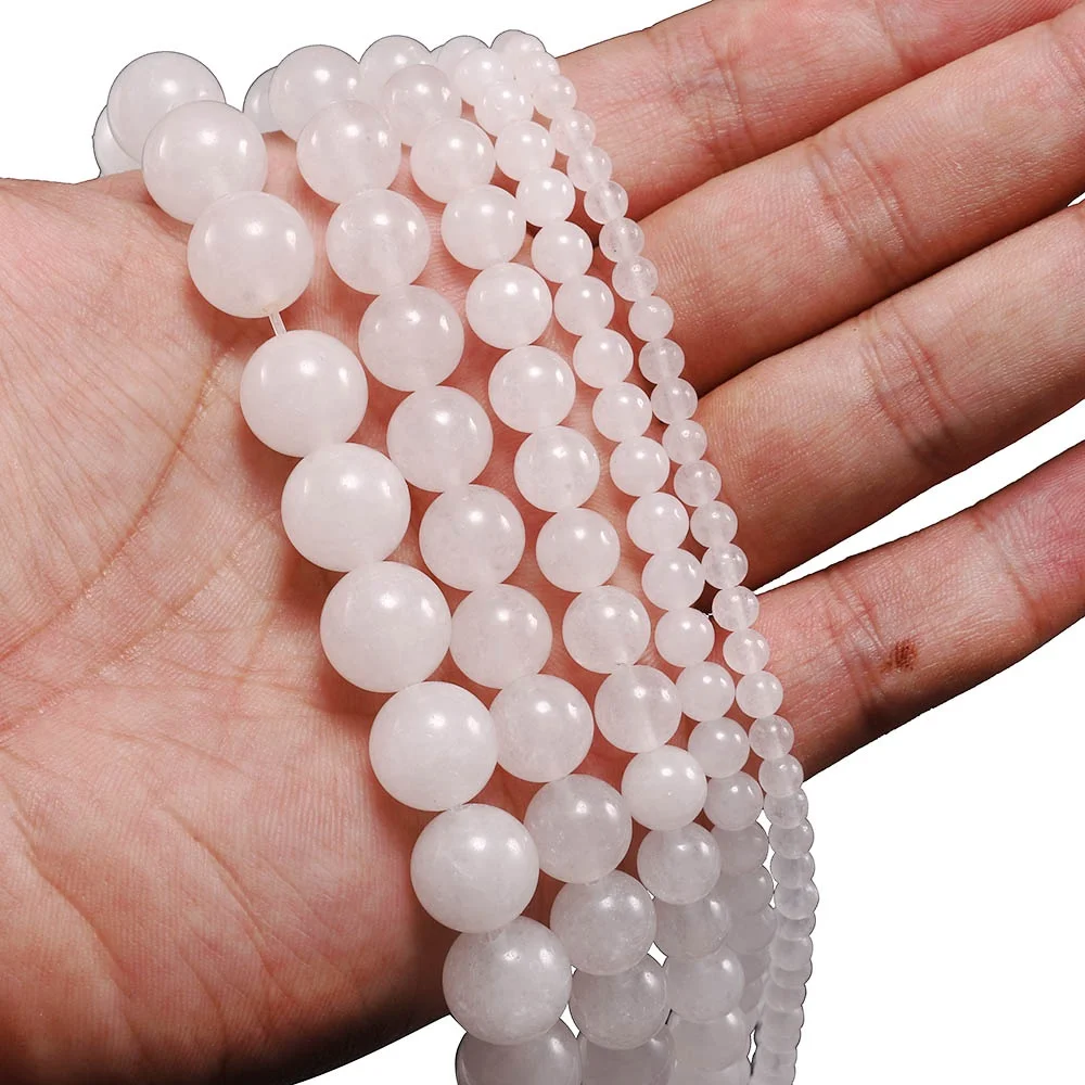 

1strand/lot 4 6 8 10 12 mm White Carnelian Agates Round Gem Beads Carnelian Loose Beads For Jewelry Making DIY Necklace Bracelet