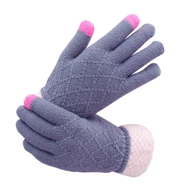 
Custom Touch screen acrylic knitted doubld palm cartoon fashion winter hands magic gloves 