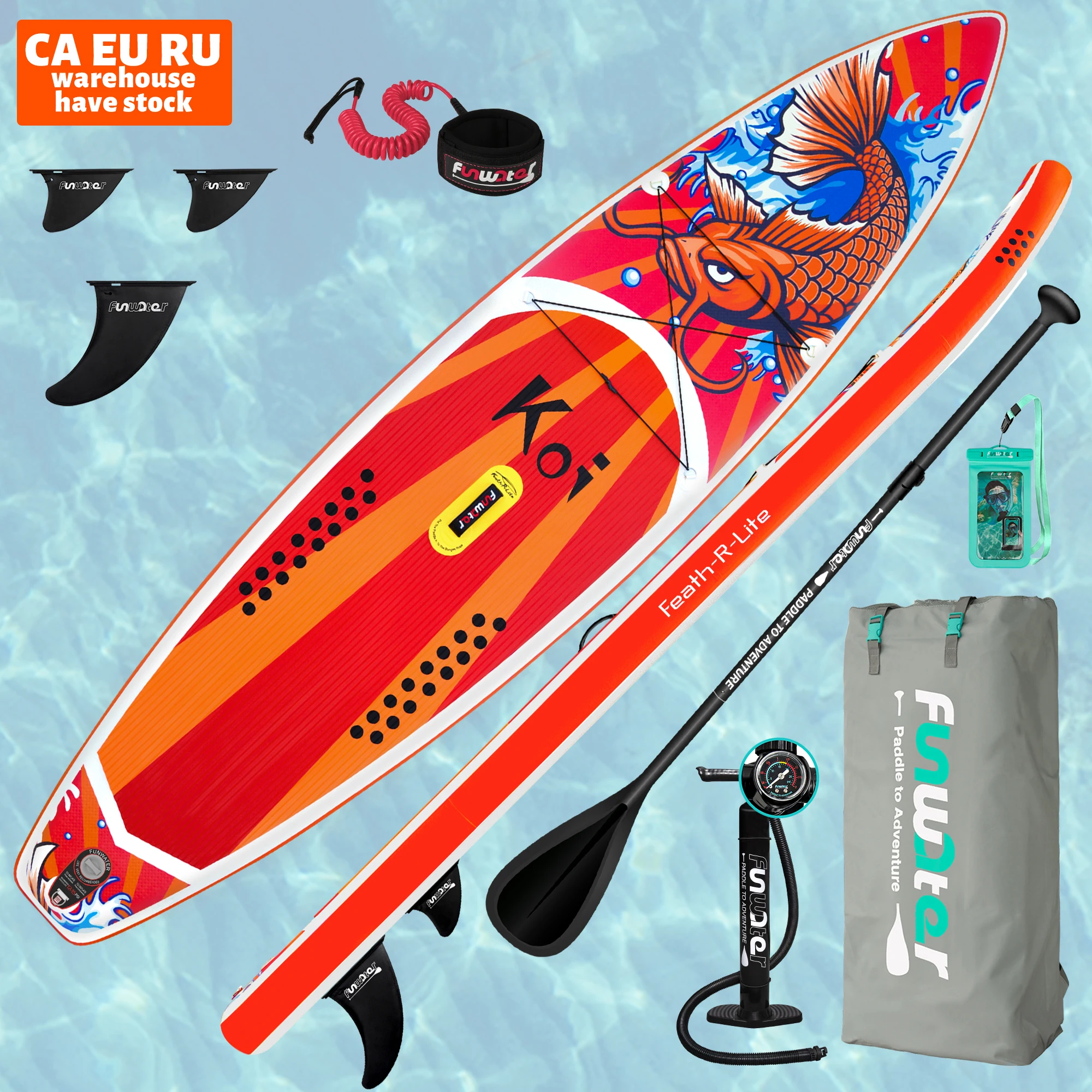 

FUNWATER Dropshipping OEM inflatable paddle board koi europe wholesale surfboard dropship inflatable stand pedal board supboard