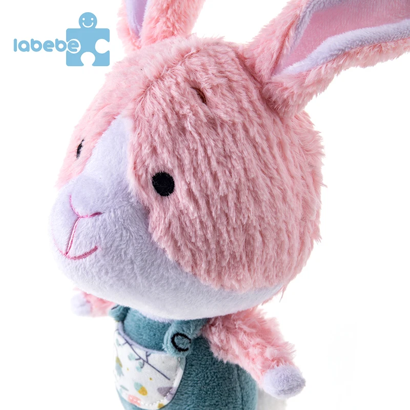 Wholesale Soft Pink Rabbit Hanging Plush Bunny Knitted Kids Animal Toys