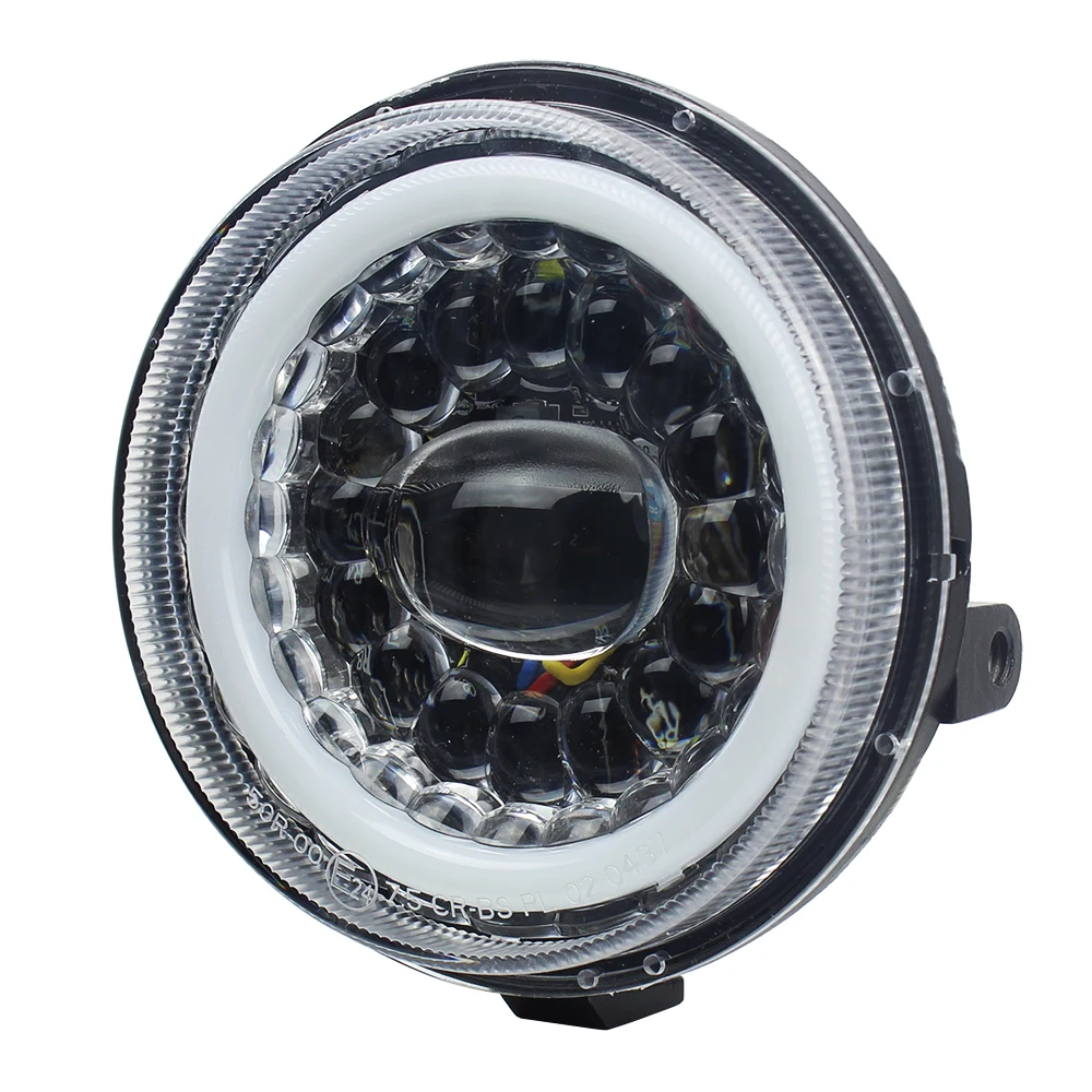 EEC Certificate 22W LED Round Motorcycle Headlight Hi-Low Beam Halo Used for 2000w Vespa Electric Scooter