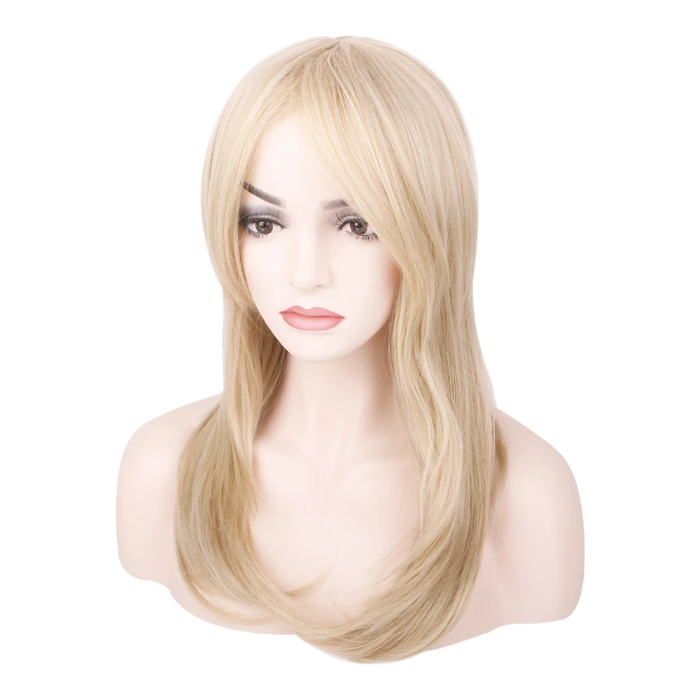

Cheap Middle Part Blonde/613/Brown Long Heat Resistant Straight hair Synthetic Wigs For Women