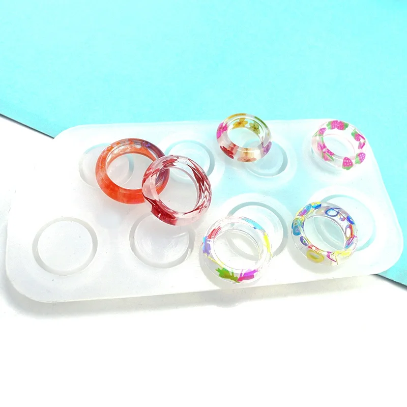 

DM115 5pcs Epoxy Crystal Ring Resin Mold Set Diamond Circular Rings Silicone Mould For UV Resin Handmade Jewelry Making Tools