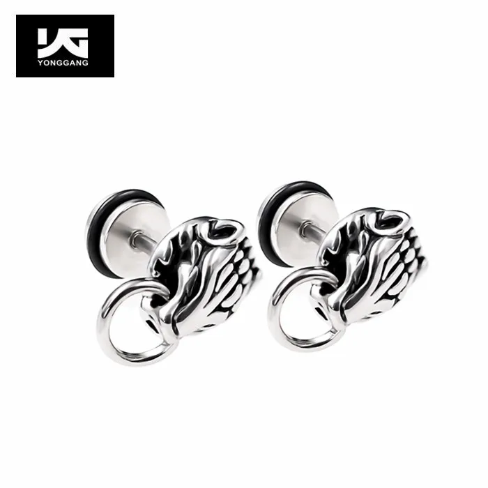 

Unique Creative Design Wolf Head Animal Earring Men Women Jewelry Stainless Steel Hip Hop Stud Earrings