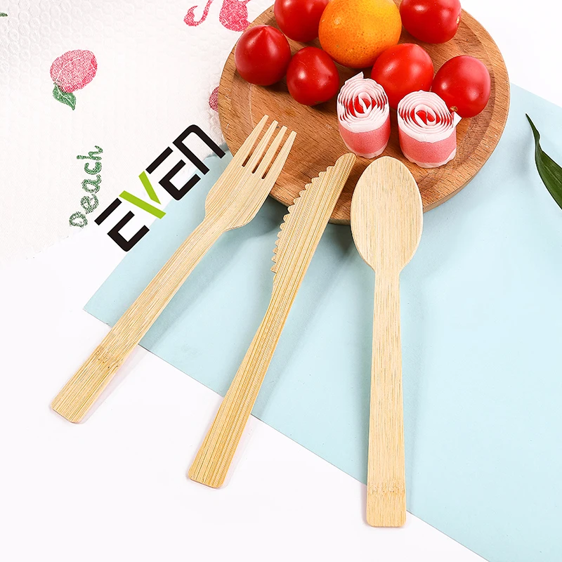 

Biodegradable spoon fork knife bamboo travel utensils cutlery disposable bamboo kitchenware cutlery set, Natural bamboo color