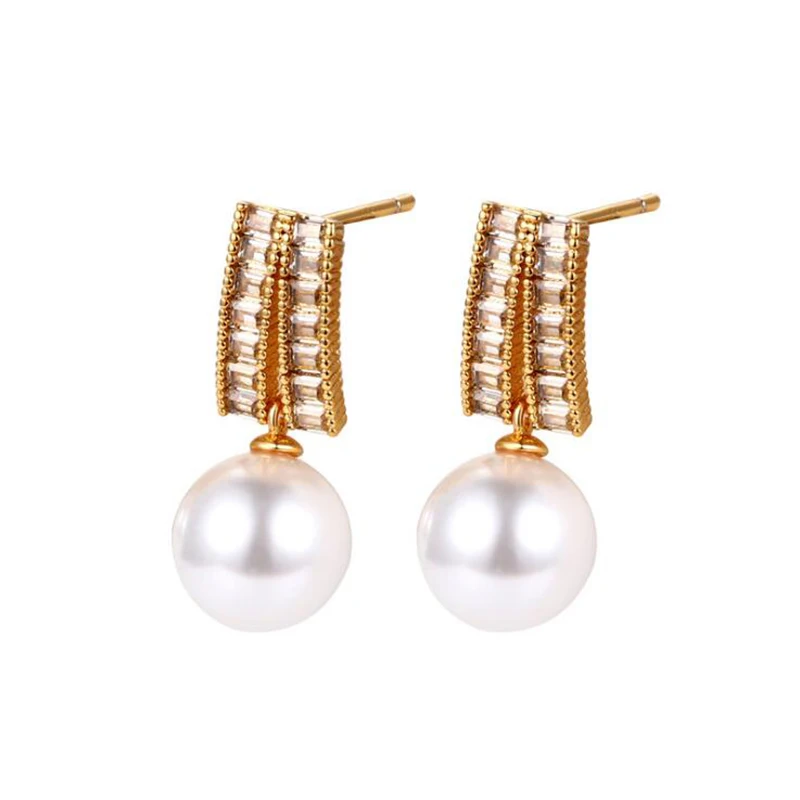 

14K Gold Filled Vintage 7.5-8mm Natural Freshwater White Pearl Drop Earrings for Women Party Earrings Jewelry Gifts