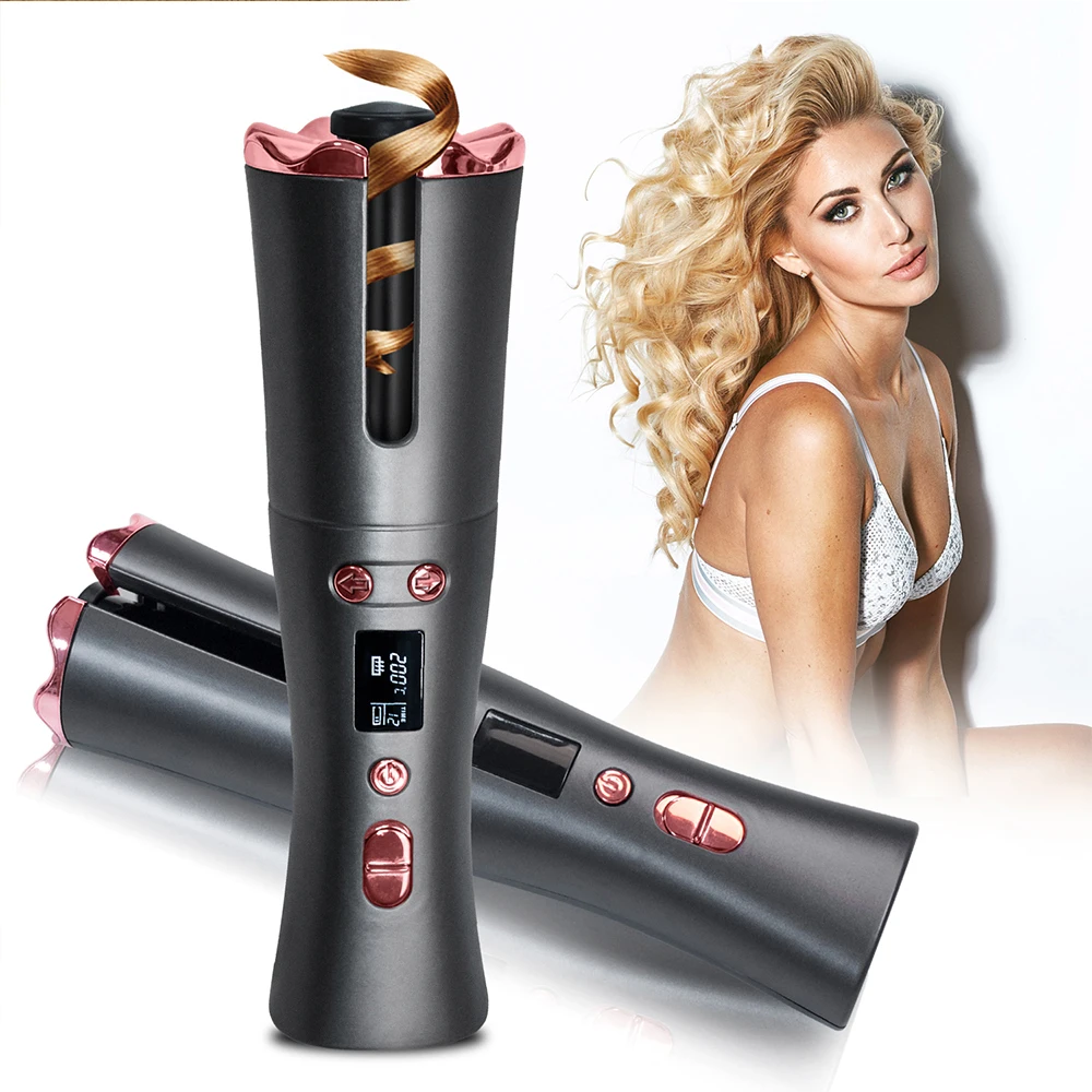 

USB Rechargeable Wireless Automatic Hair Curler Rotating Curling Irons Portable Auto Magic Cordless Hair Curler