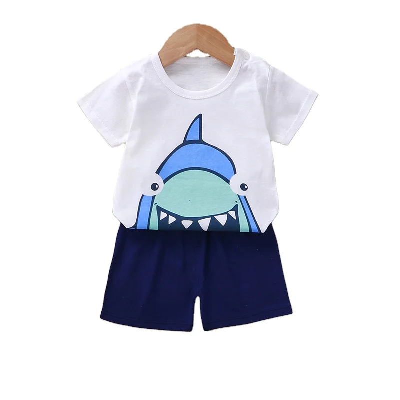 

Wholesale 1-7 years kids clothes 2 piece 100% cotton children's casual sports t shirt shorts boys clothing sets for summer