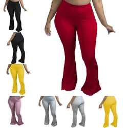 2020 extended jogger sweat pant plus size ruched leggings bell bottom stacked pants for woman
