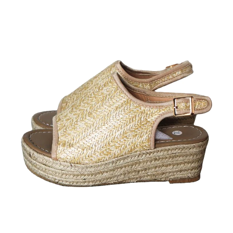 

2021 New Arrilval Women Sandals Plus Size Wedges Light Bottom Hemp Rope Braided Breathable Fish Mouth Outdoor Sandals