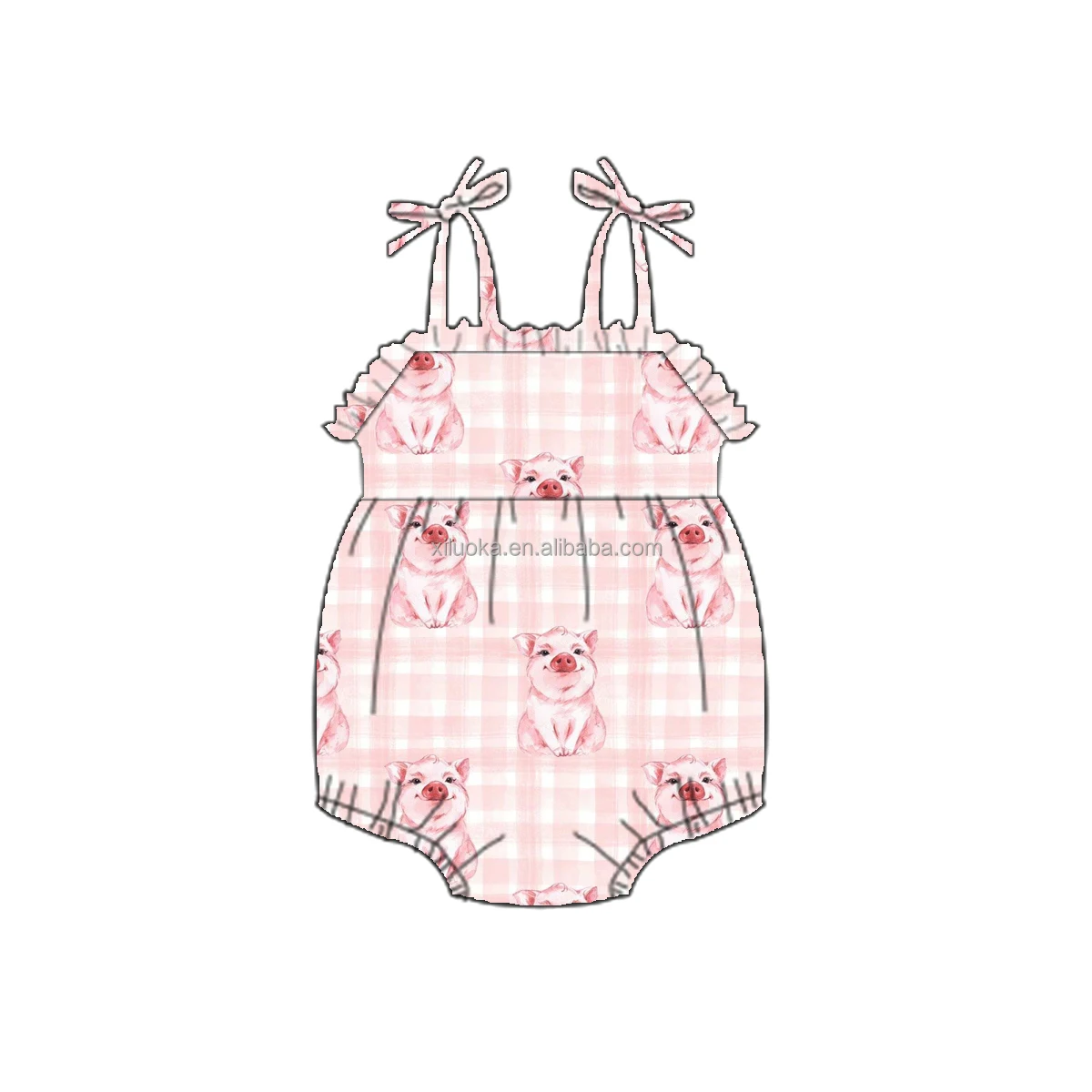 

Latest Design Toddler Summer Clothing Pig Print Baby Girl Boutique Romper