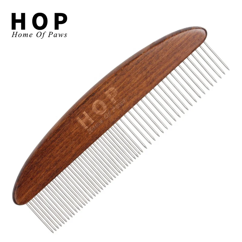 

Factory Wholesale Classical Style Wooden Handle Pet Cat Dog Hair Grooming Comb, Brown