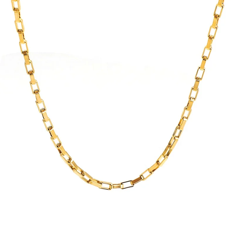 

European And American The Same Titanium Steel 18K Gold Plated Box Chain Necklace