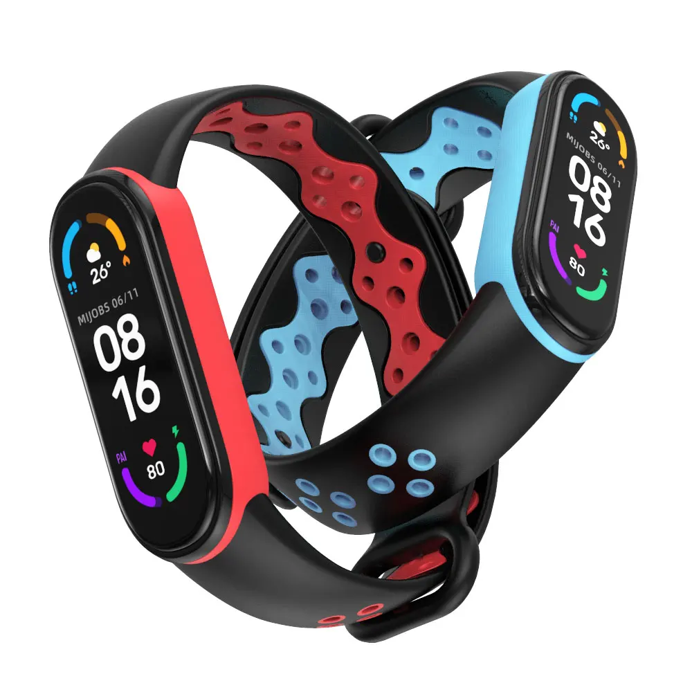 

Lianmi Mi Band 6 Strap For Xiaomi Mi Band 5 Nfc Global Sport Strap Wristband Silicone Dual Colors Bracelet Pulseiras, Multi colors/as the picture shows