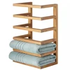 Natual Bamboo Wall Mounting Storage Rack Towel Drying Shelf Blanket Storage Ladder Organizer