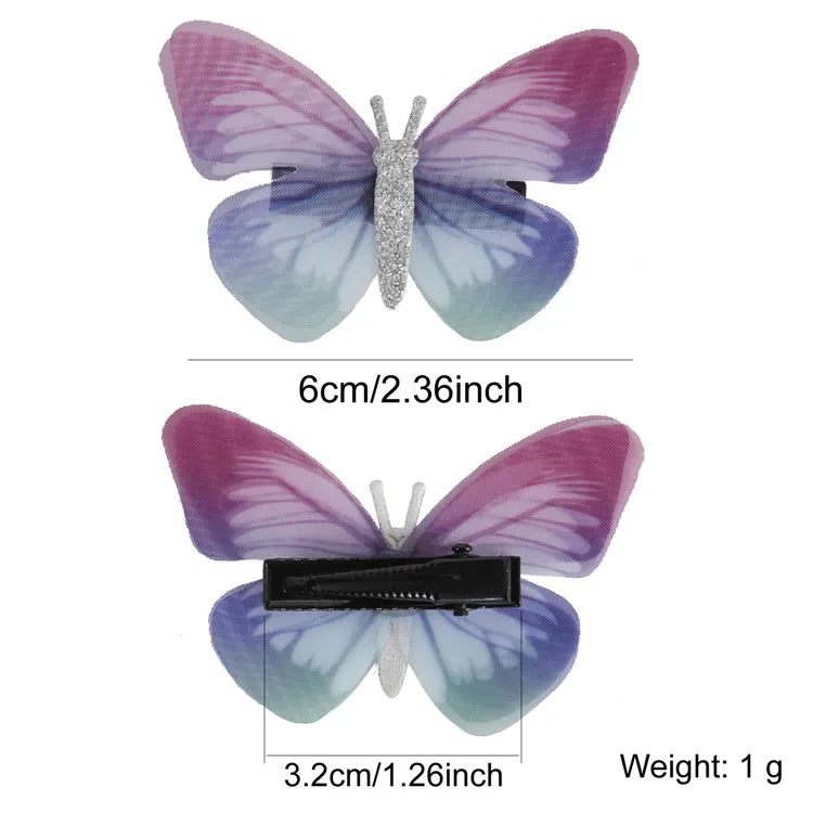 
Sparkly Glitter Double Layer Mesh Fancy Butterfly Hair Clips Small Hairgrips Hairpins Barrettes Alligator for Kids Baby Girl 