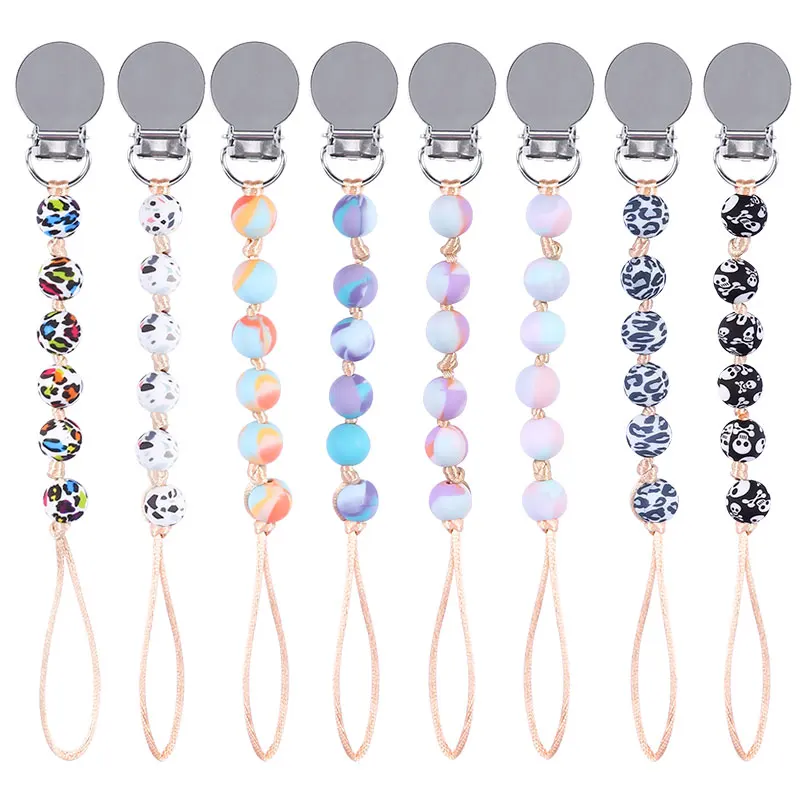 

Wholesales Chain Dummy Clip Holder Case Silicone Baby Pacifier Clip Set