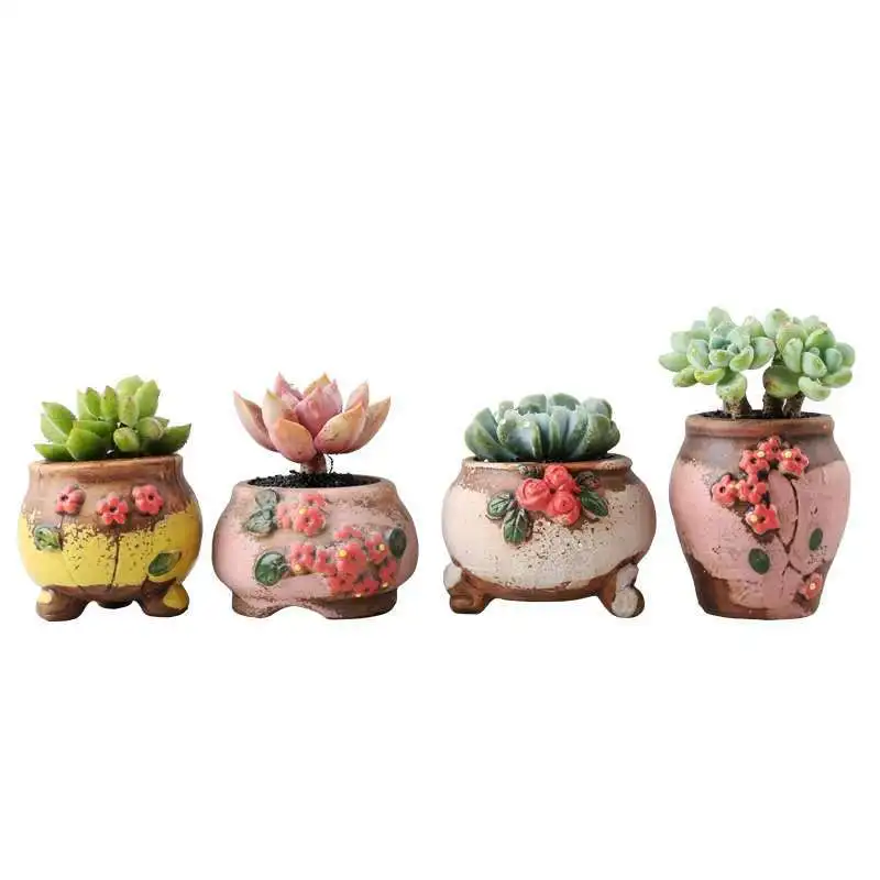 

Creative Korean Hand-painted Flower Pot Succulent Green Plants Pots, Red color