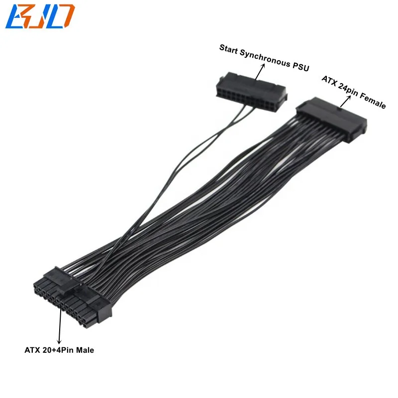 

ATX 20+4Pin 24Pin 1 to 2 ATX-24Pin PSU Power Supply Cable 18WG 30CM for Desktop Motherboard, Black