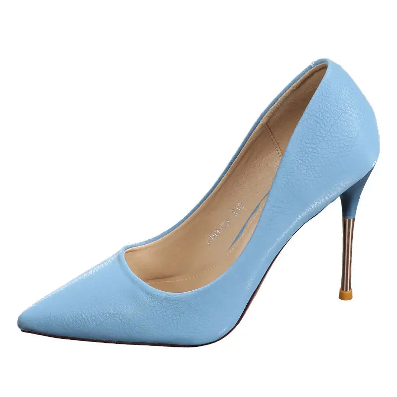 

2021Spring New Korean Version of The Net Red Metal Stiletto High Heels Women's Black Shallow Mouth All-match Professional Shoes