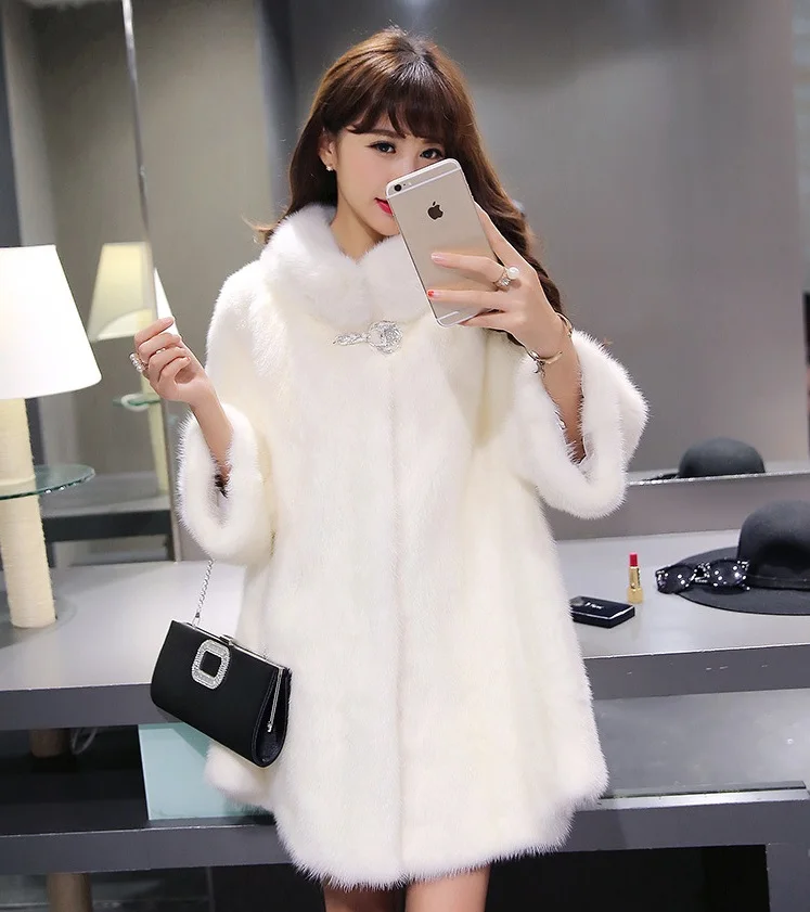 

nwe 2020 Artificial Winter Women's Faux Fur Coat Mink Fur Coat Elegant Lolita Furry Slim Faux Fur Coat Plus Size Long Overcoat, Picture