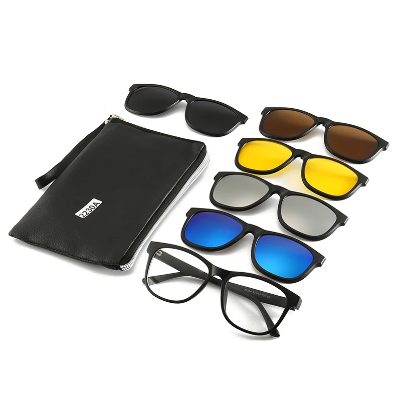 

Blue Cut TR Men Clip On Sunglasses 5 in 1 Set Fashion New Arrival TAC Polarized Night Sun glasses