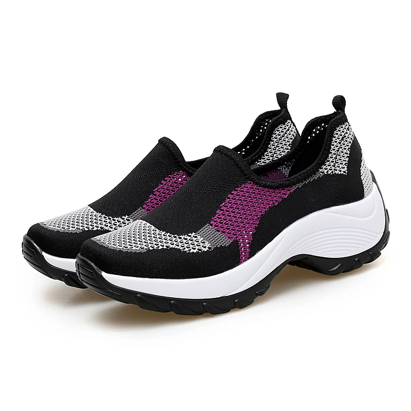 

Women Breathable Sport Shoes Running Shoes Casual Comfortable Sneakers Platform Shoes, Black.black purple.light grey.claret