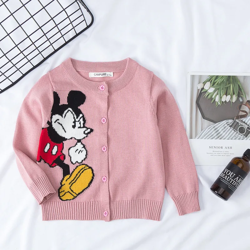 

WholeSale Mickey Cartoon Mouse Kids Sweater Embroidery Boys and Girls Cotton Cardigan Sweaters children sweater