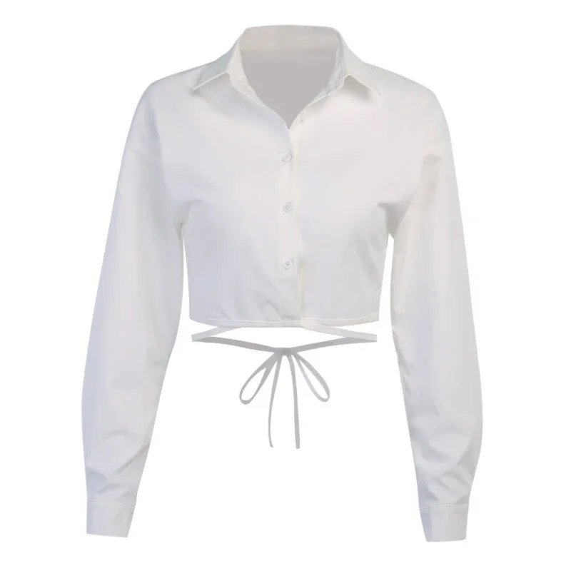 

2020 new arrivals autumn collection long sleeve waist tie women fashion blouse shirt