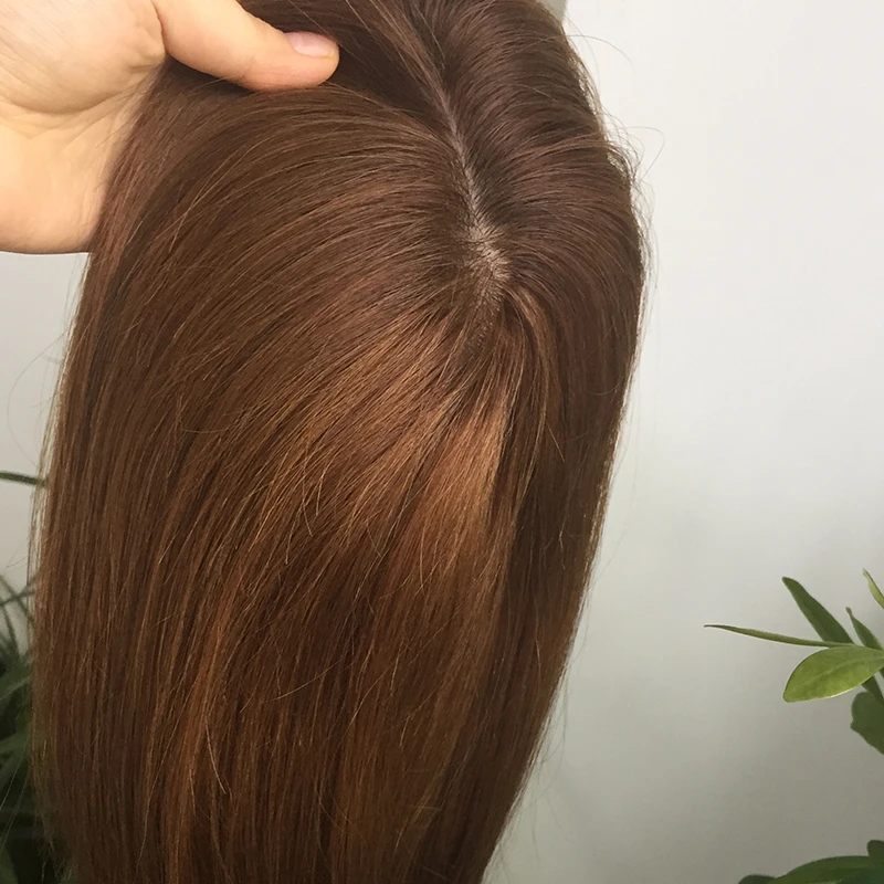 

YL in stock Silk base topper toupee for women human hair hair piece with clips, Black brown and blonde