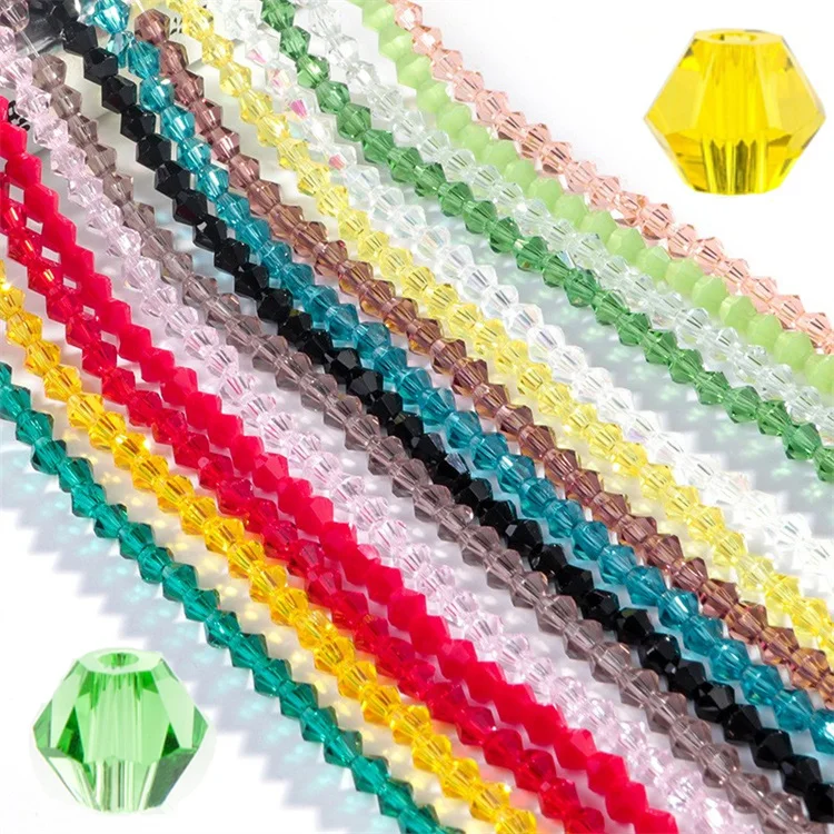 

Multicolor 100pcs  Bicone Austria Crystal Beaded Charm Glass Fringe Loose Spacer Bead for DIY Jewelry Making, Multi colors